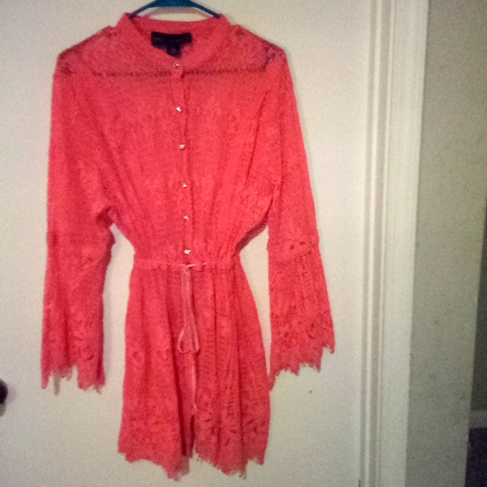 Colleen Lopez Coral All Lace Top w/matching Coral Camisole